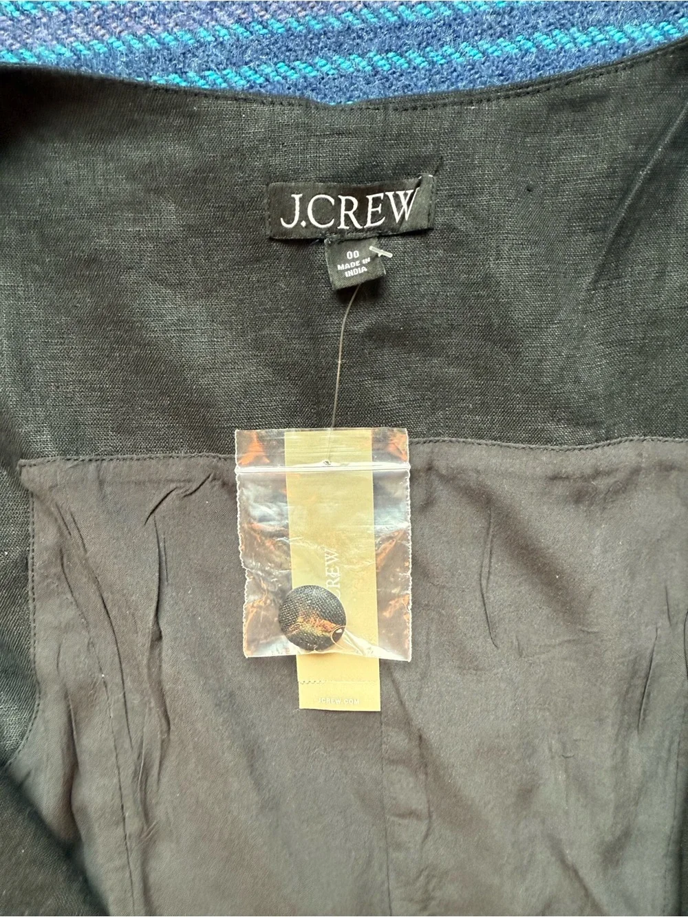J. Crew Black 100% Linen Sleeveless Button Vest